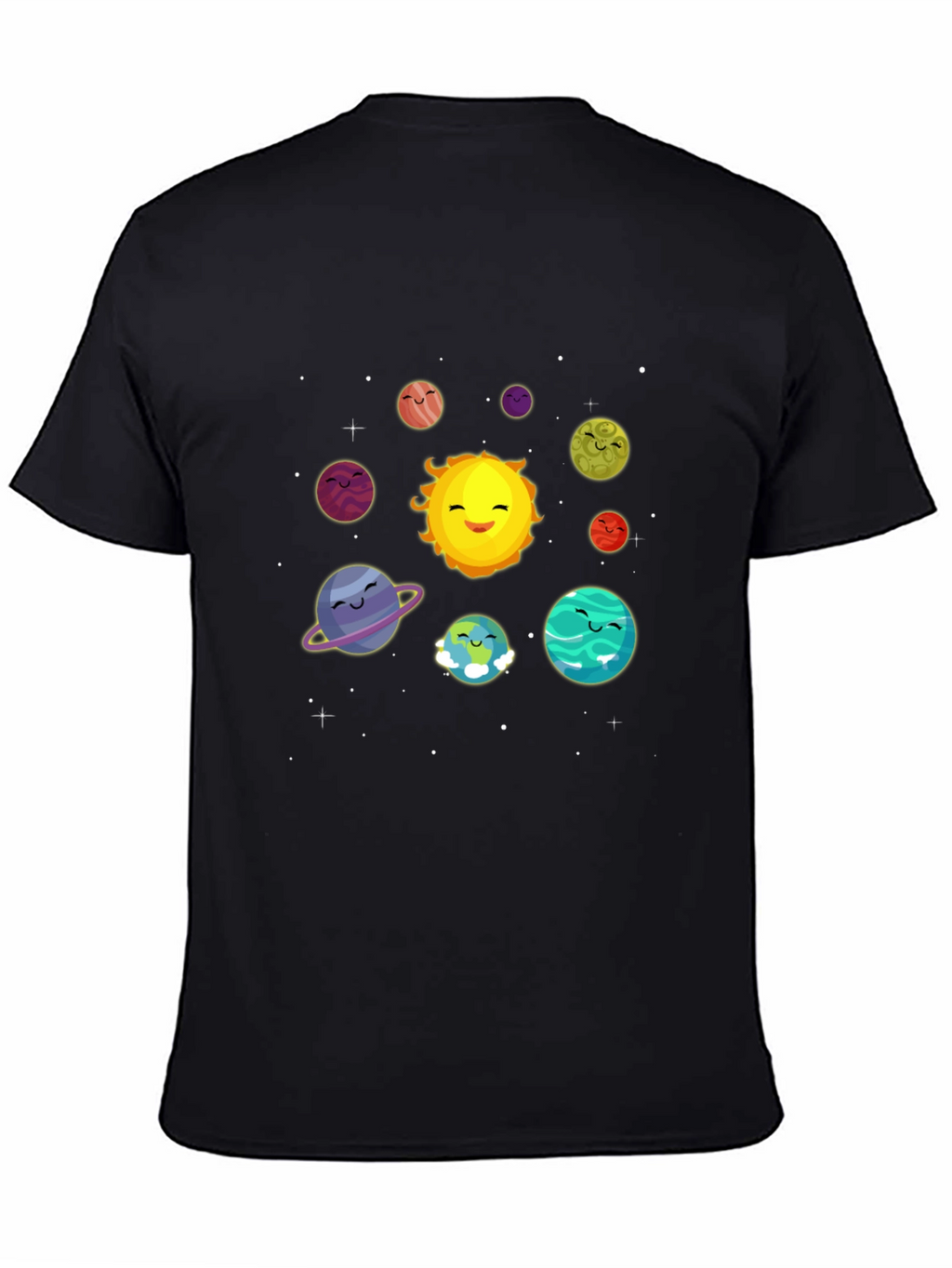 Cute Solar System Cartoon Graphic T-Shirt