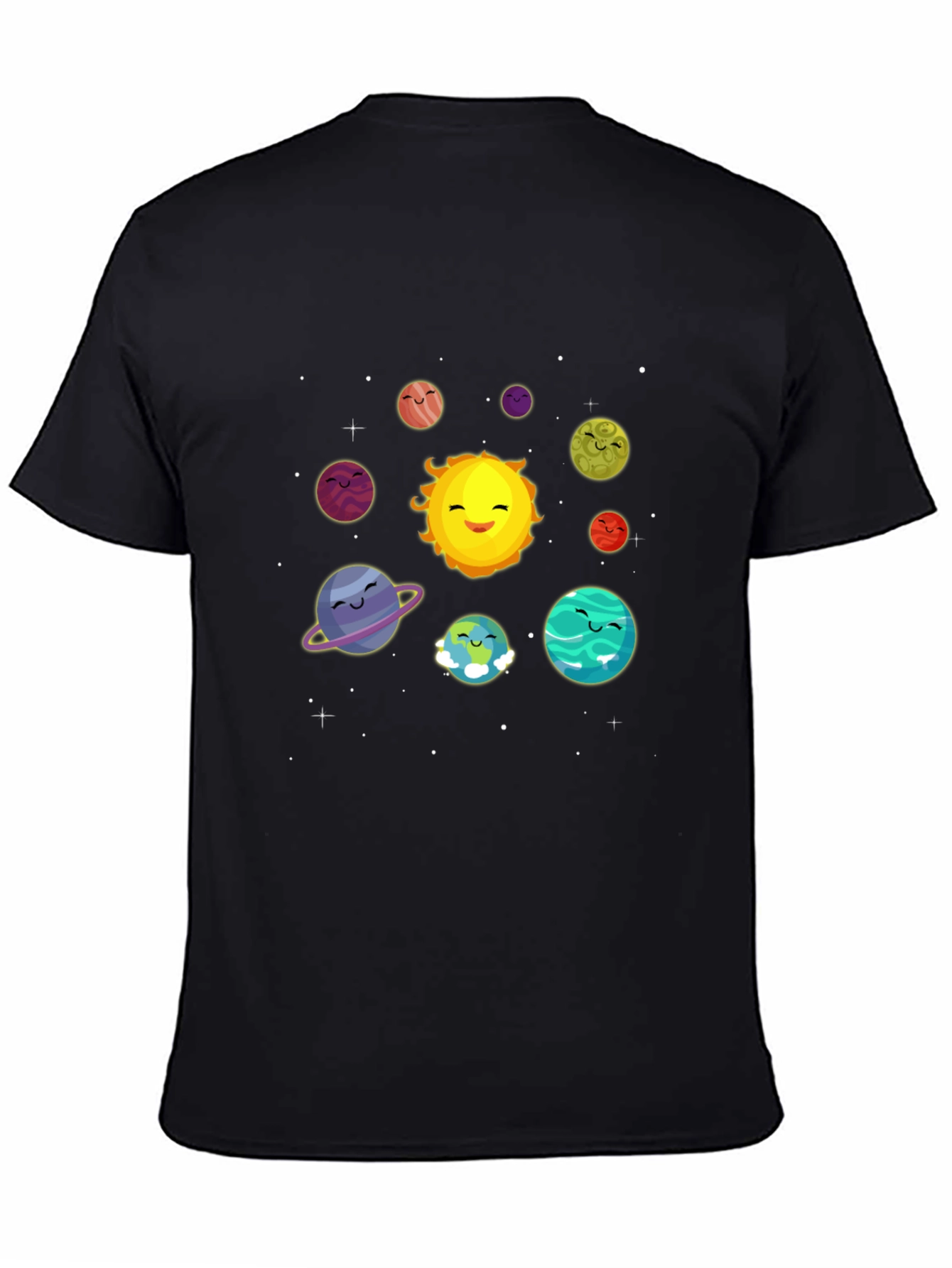 Cute Solar System Cartoon Graphic T-Shirt