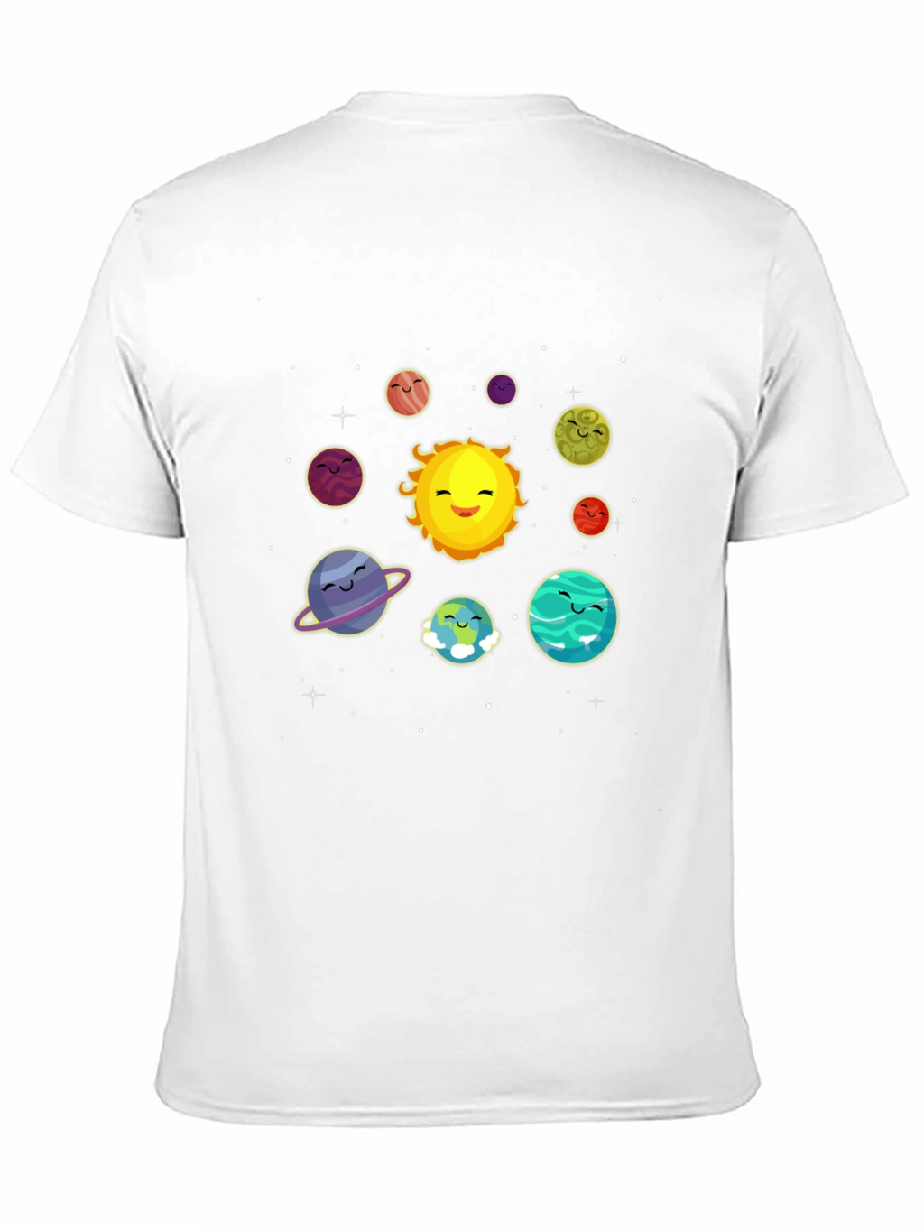 Cute Solar System Cartoon Graphic T-Shirt