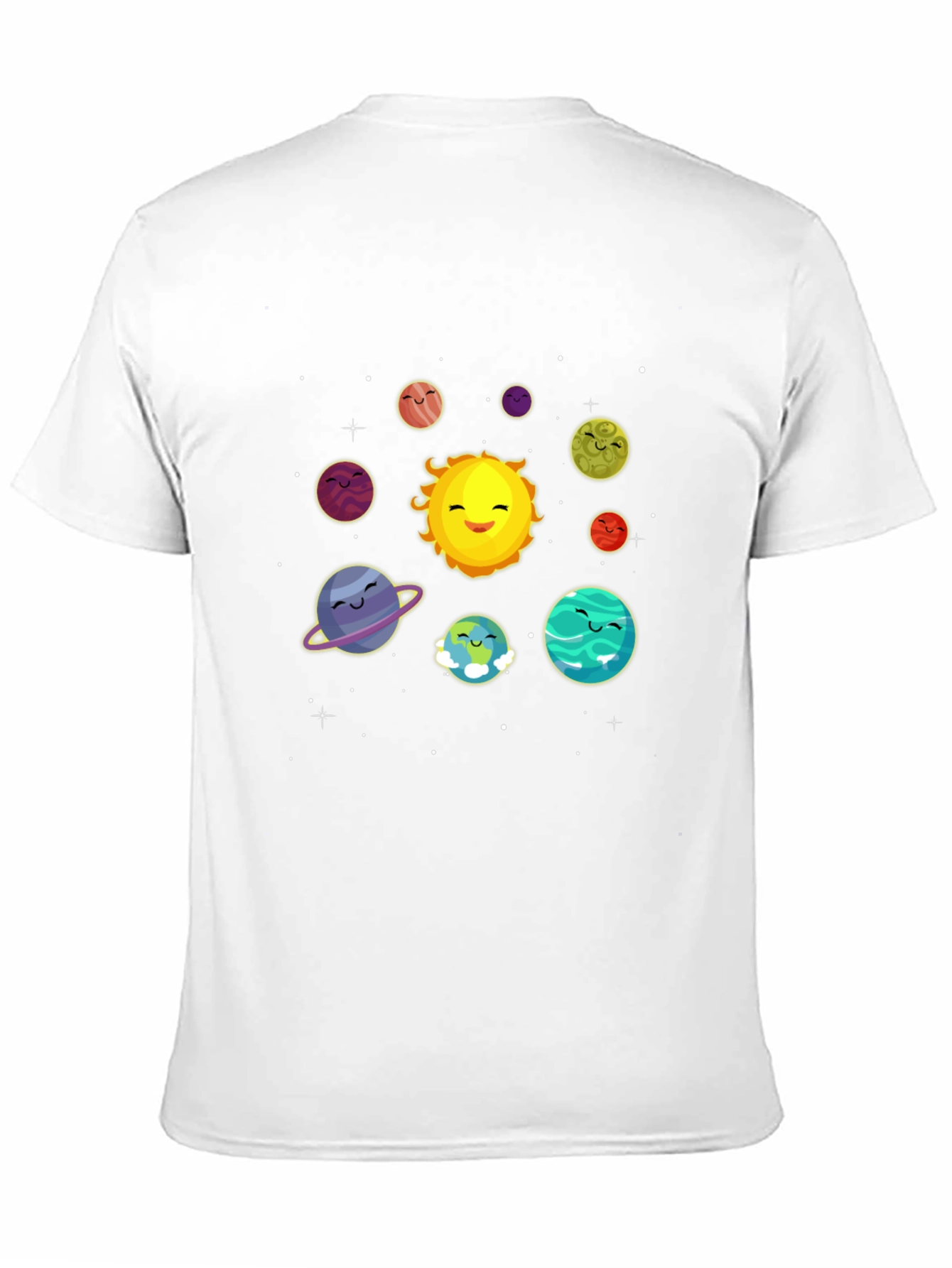 Cute Solar System Cartoon Graphic T-Shirt