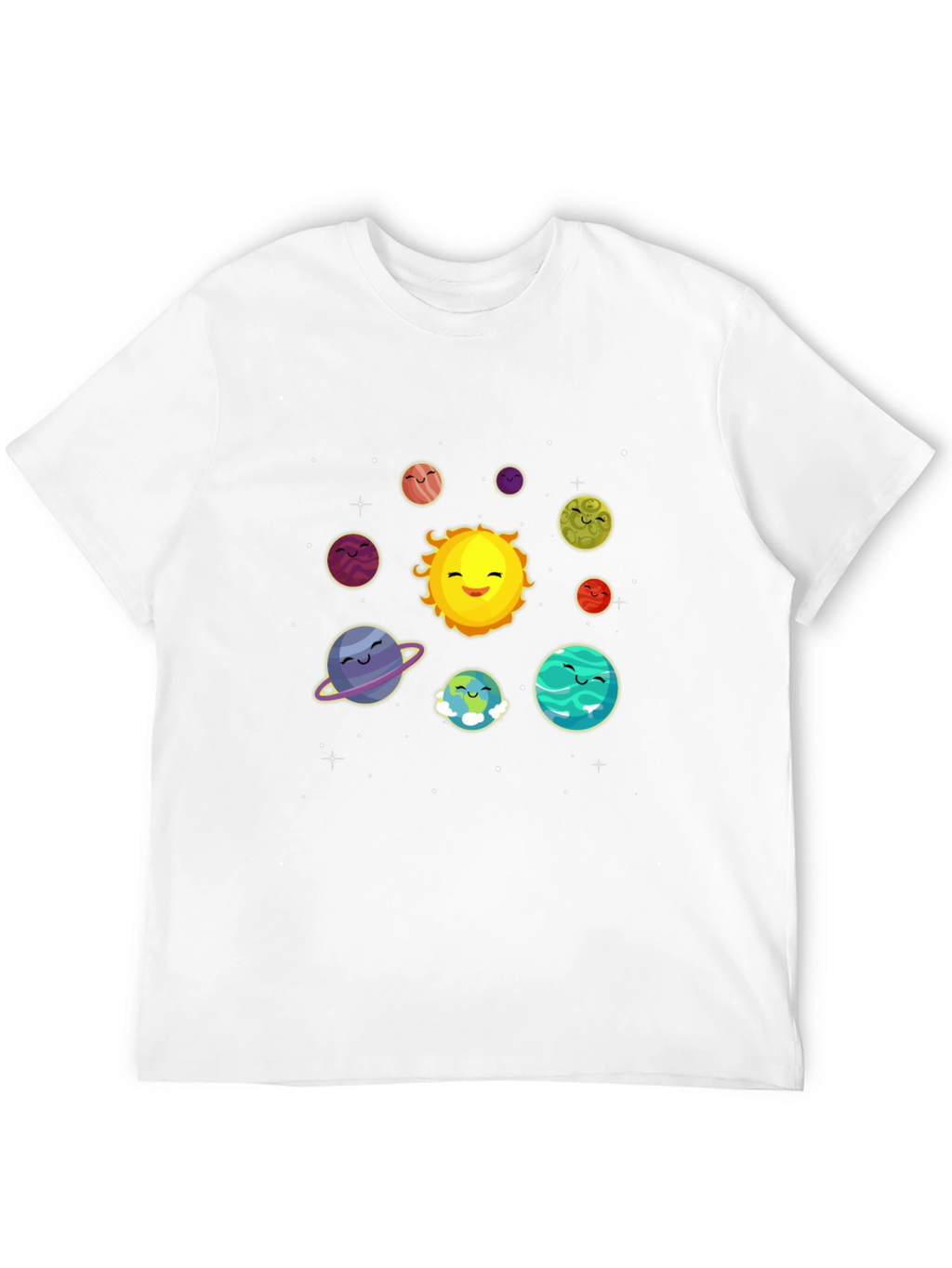Cute Solar System Cartoon Graphic T-Shirt