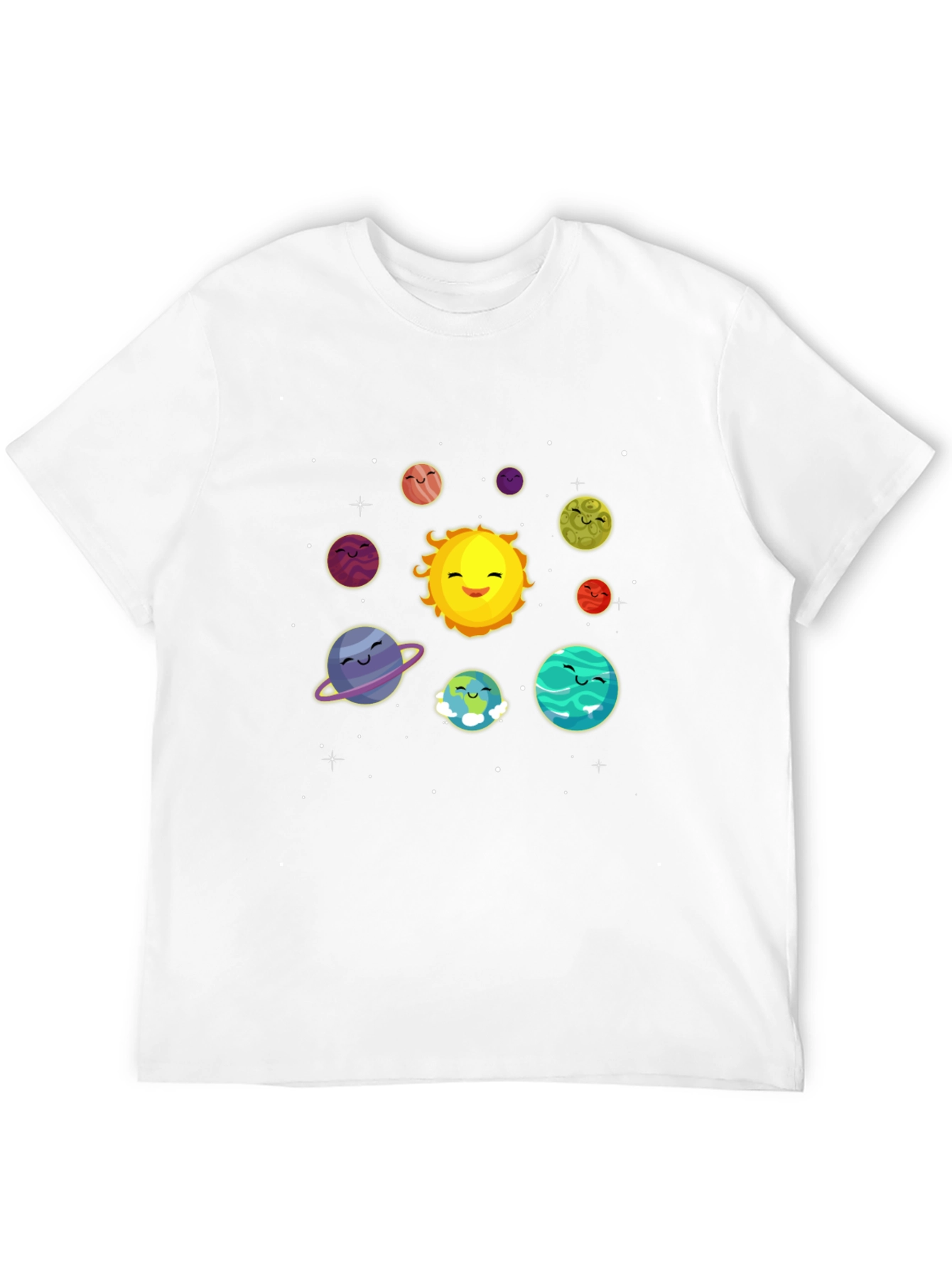 Cute Solar System Cartoon Graphic T-Shirt