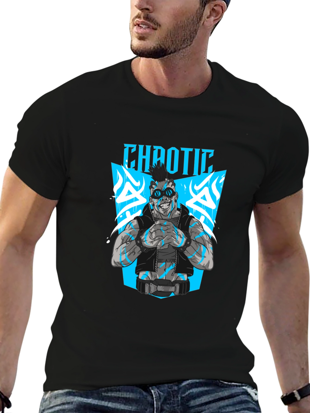 Chaotic Graphic Black T-Shirt for Men