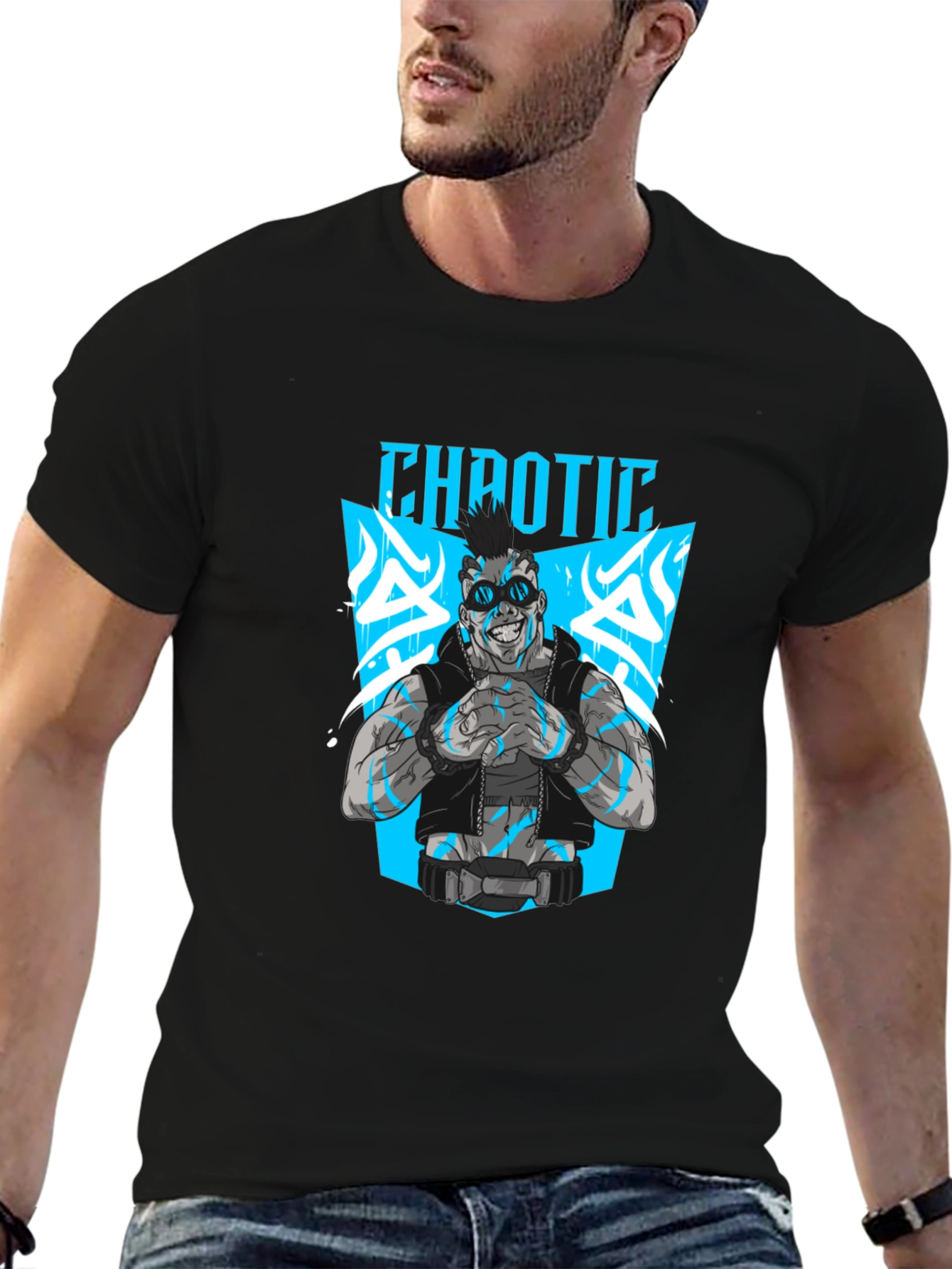 Chaotic Graphic Black T-Shirt for Men