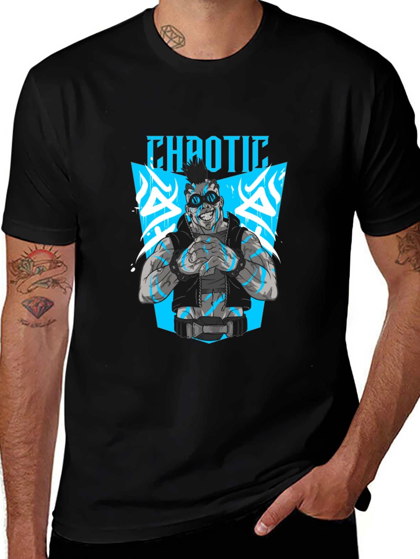 Chaotic Graphic Black T-Shirt for Men
