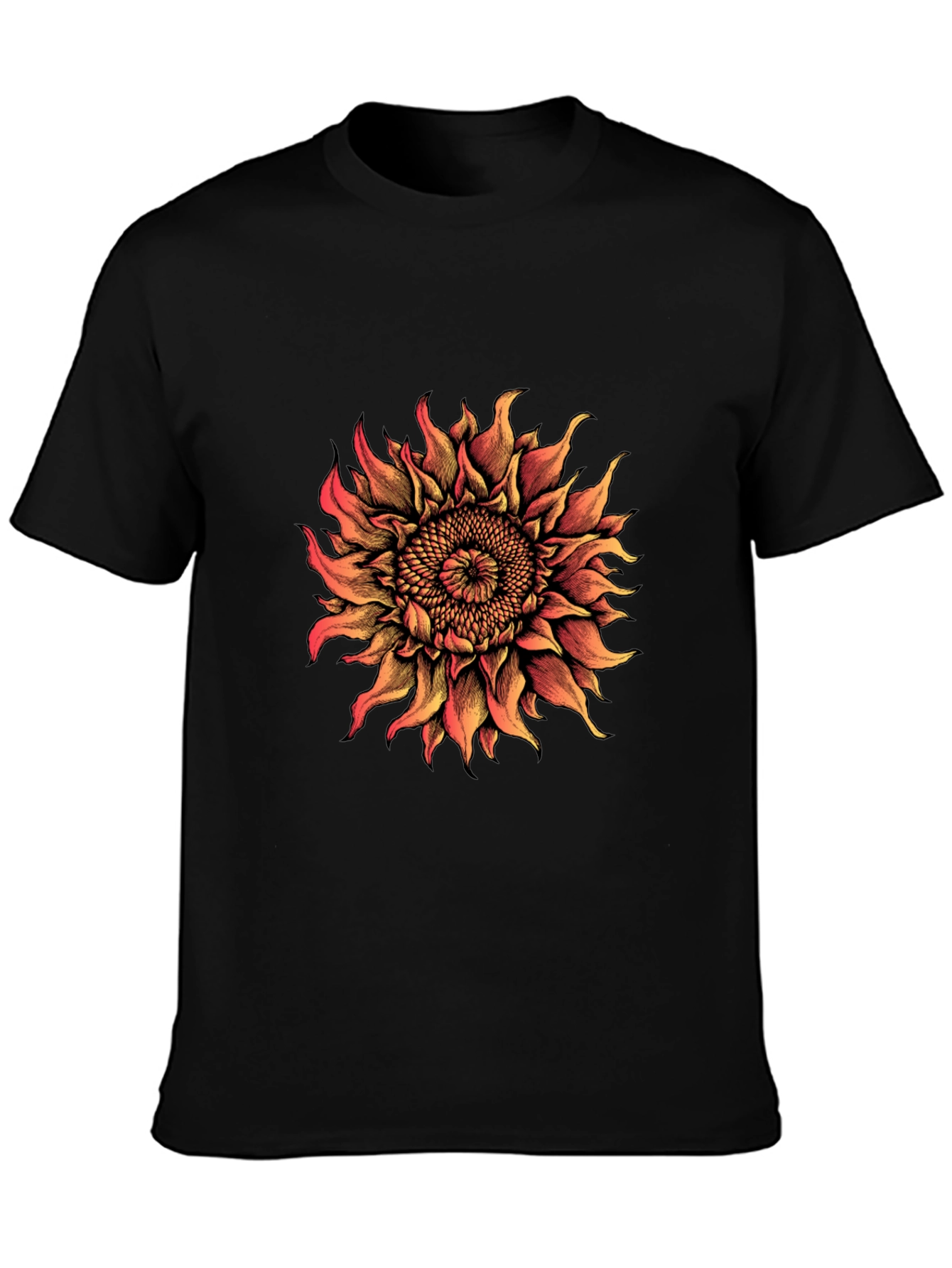 Sunflower Graphic Print T-Shirt - Black