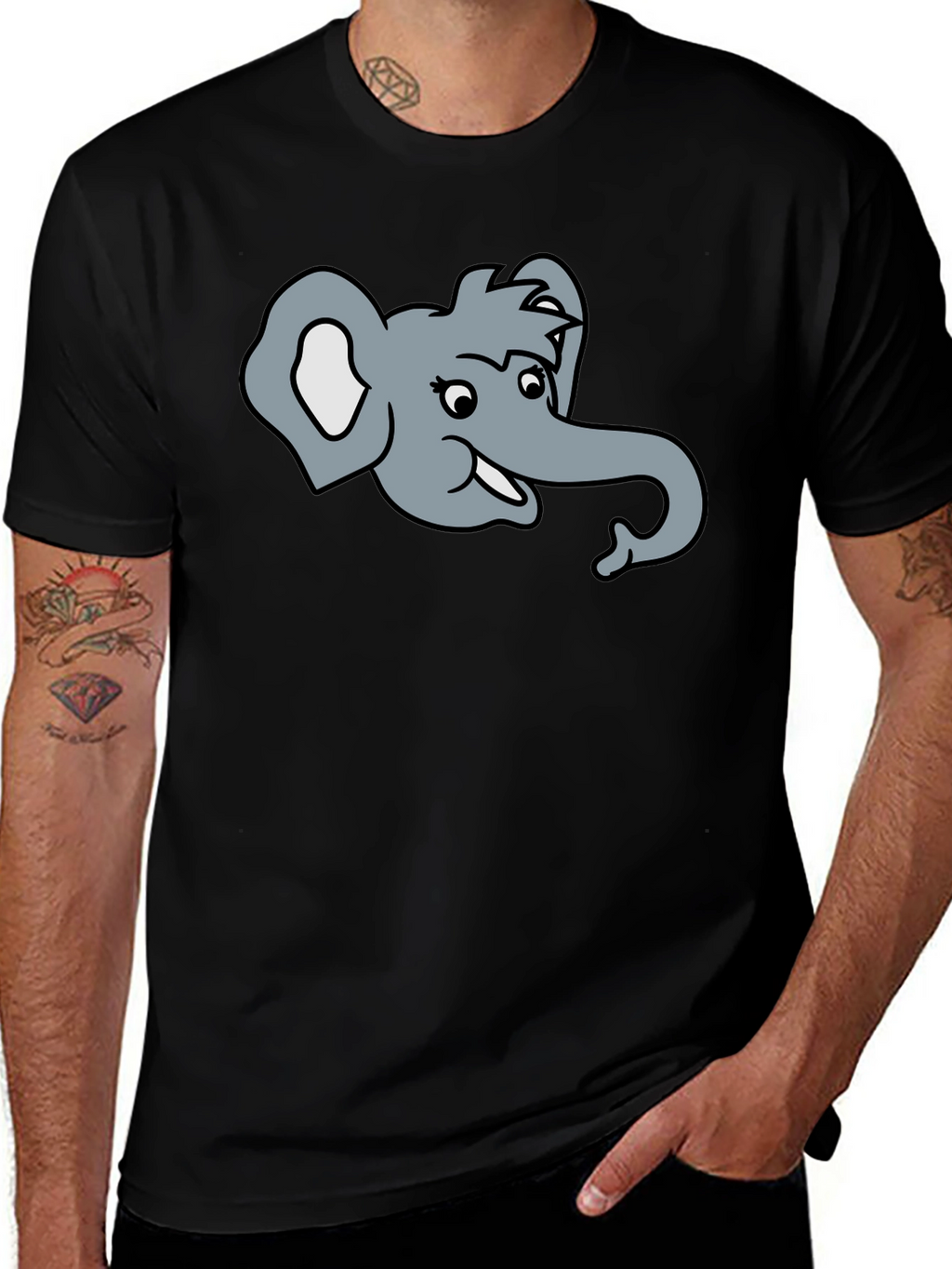 Elephant Cartoon Graphic T-Shirt
