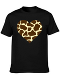 Giraffe Print Heart T-Shirt - Stylish Animal Love Tee