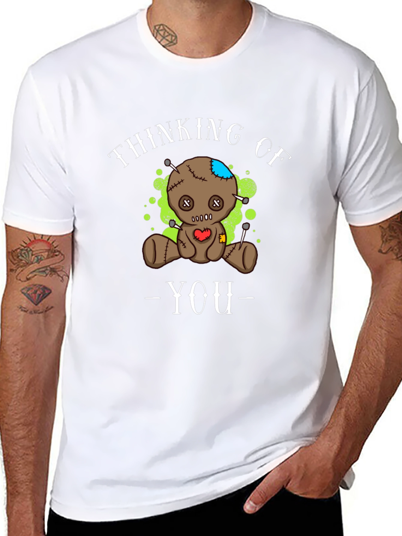 Thinking of You Voodoo Doll Graphic Tee - Black