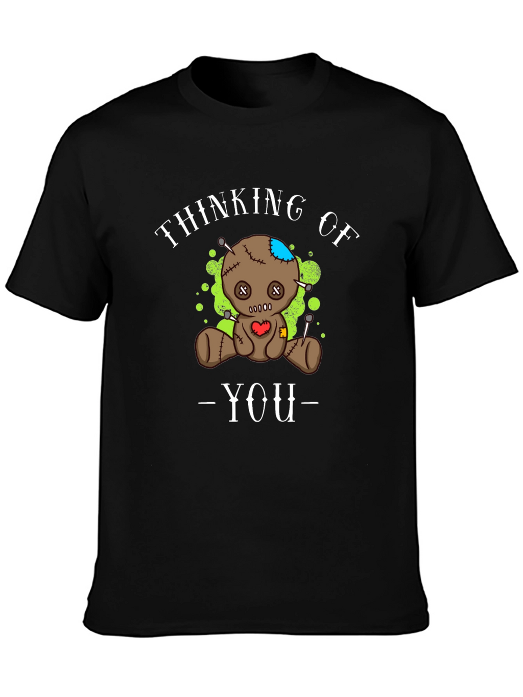 Thinking of You Voodoo Doll Graphic Tee - Black