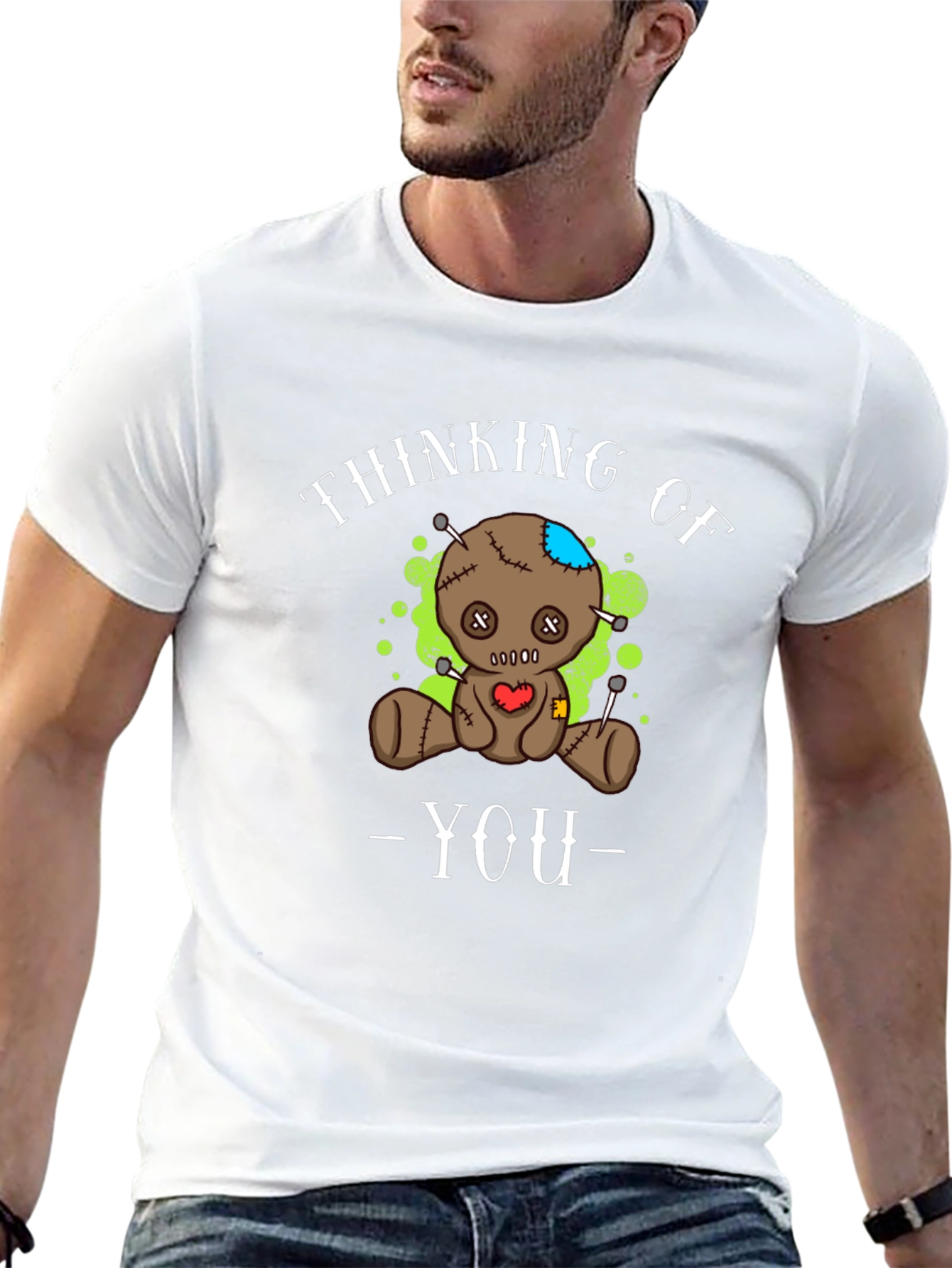 Thinking of You Voodoo Doll Graphic Tee - Black