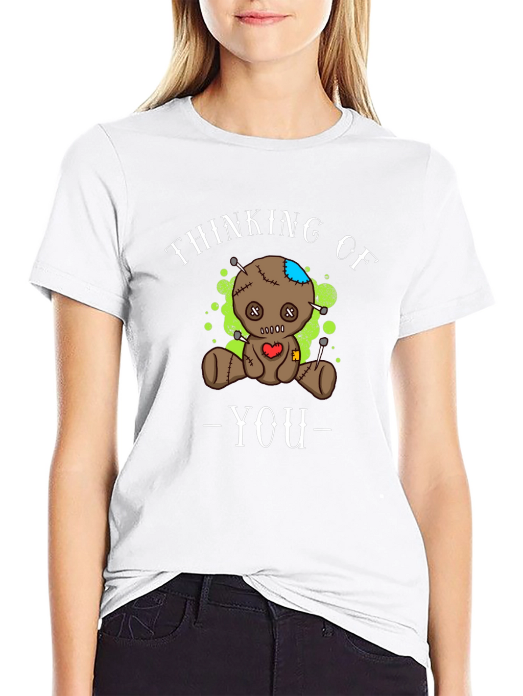 Thinking of You Voodoo Doll Graphic Tee - Black