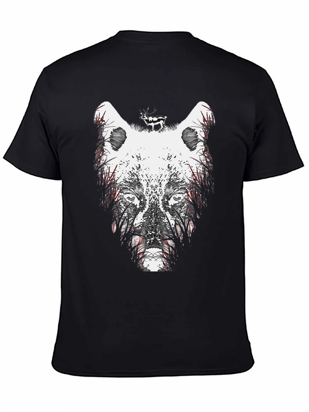 Wolf Graphic Print Crew Neck T-Shirt