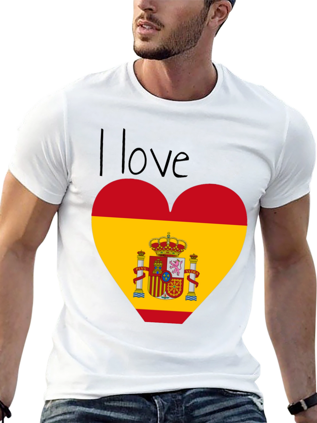 I Love Spain Heart Flag T-Shirt