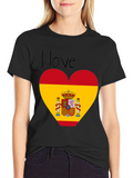 I Love Spain Heart Flag T-Shirt