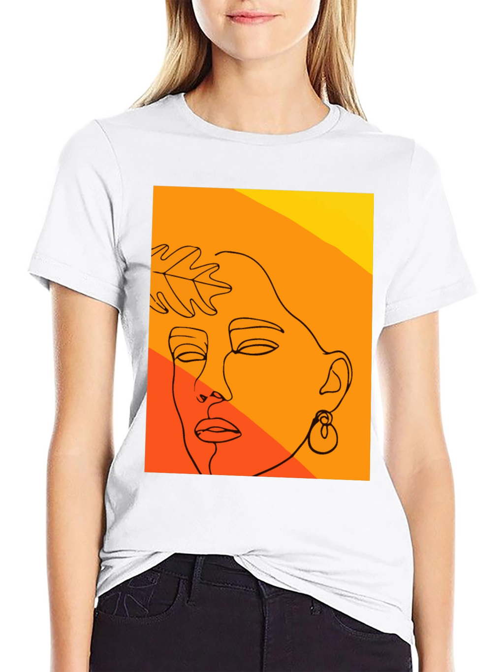 Abstract Face Line Art T-Shirt - Modern Graphic Tee