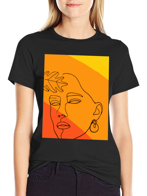 Abstract Face Line Art T-Shirt - Modern Graphic Tee