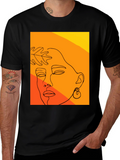 Abstract Face Line Art T-Shirt - Modern Graphic Tee