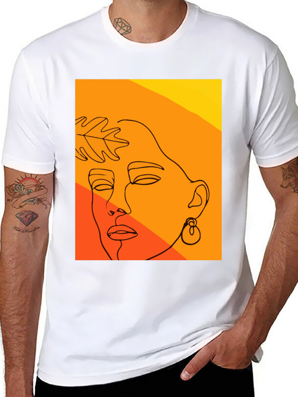 Abstract Face Line Art T-Shirt - Modern Graphic Tee
