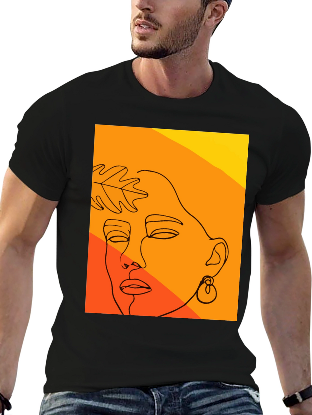 Abstract Face Line Art T-Shirt - Modern Graphic Tee