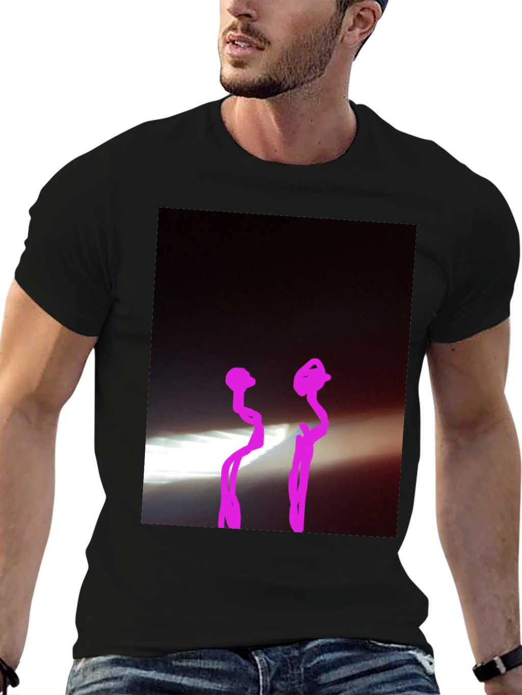 Black Graphic Tee with Abstract Design