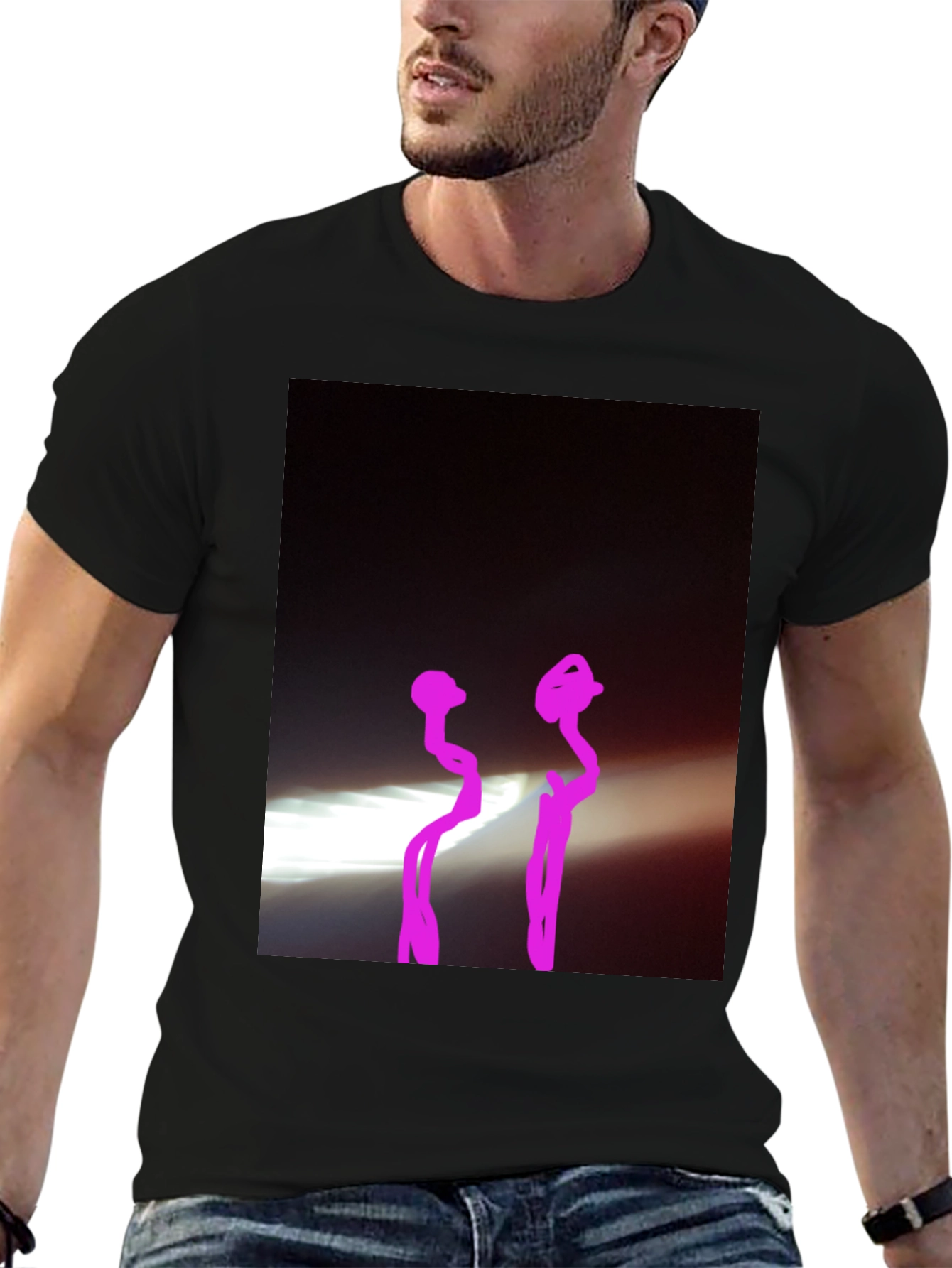 Black Graphic Tee with Abstract Design