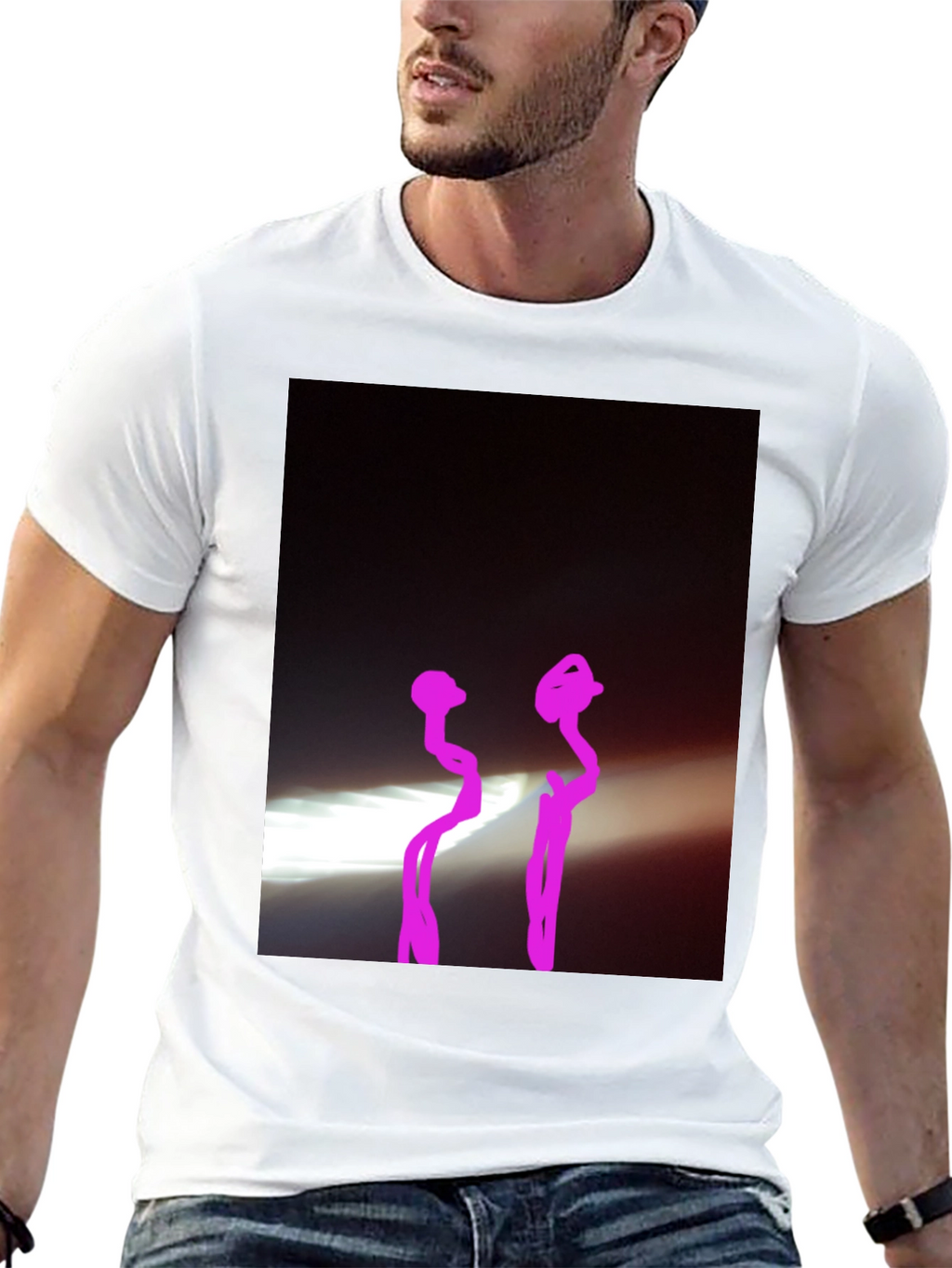 Black Graphic Tee with Abstract Design