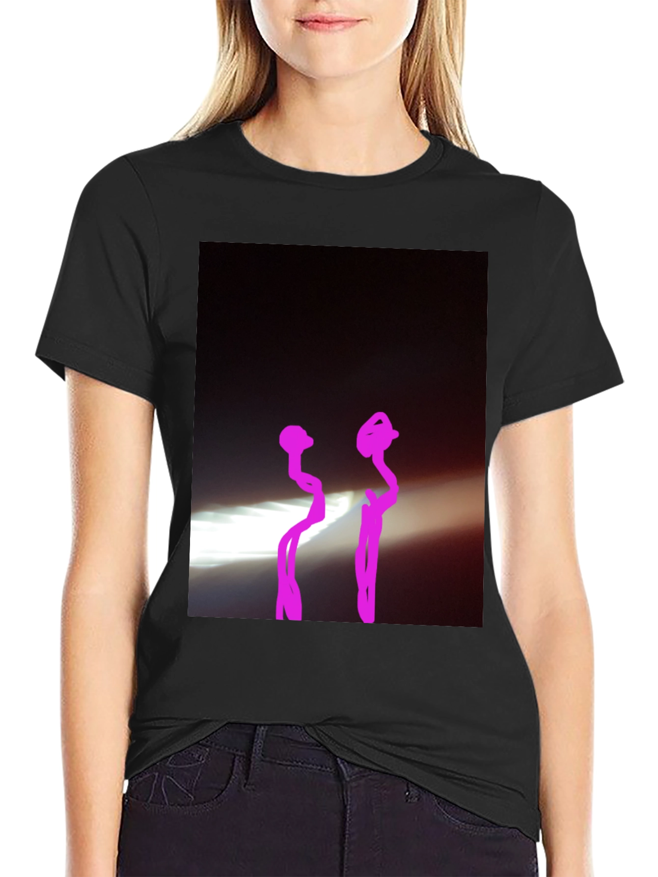Black Graphic Tee with Abstract Design