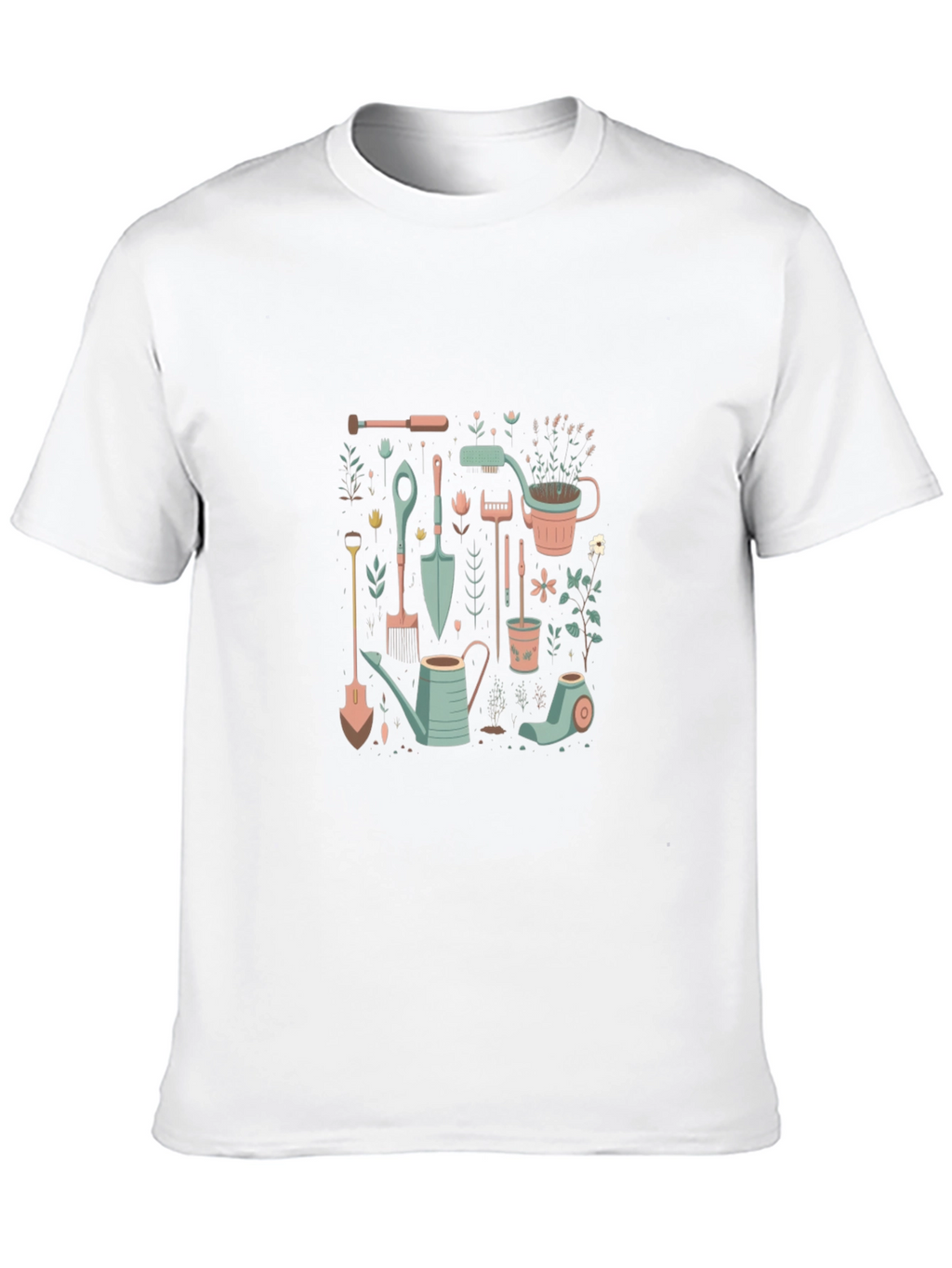 Gardening Tools Graphic Tee - Black Cotton T-Shirt