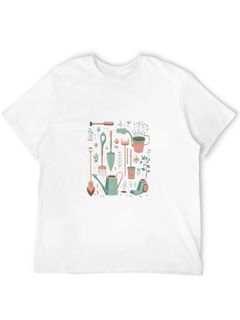 Gardening Tools Graphic Tee - Black Cotton T-Shirt