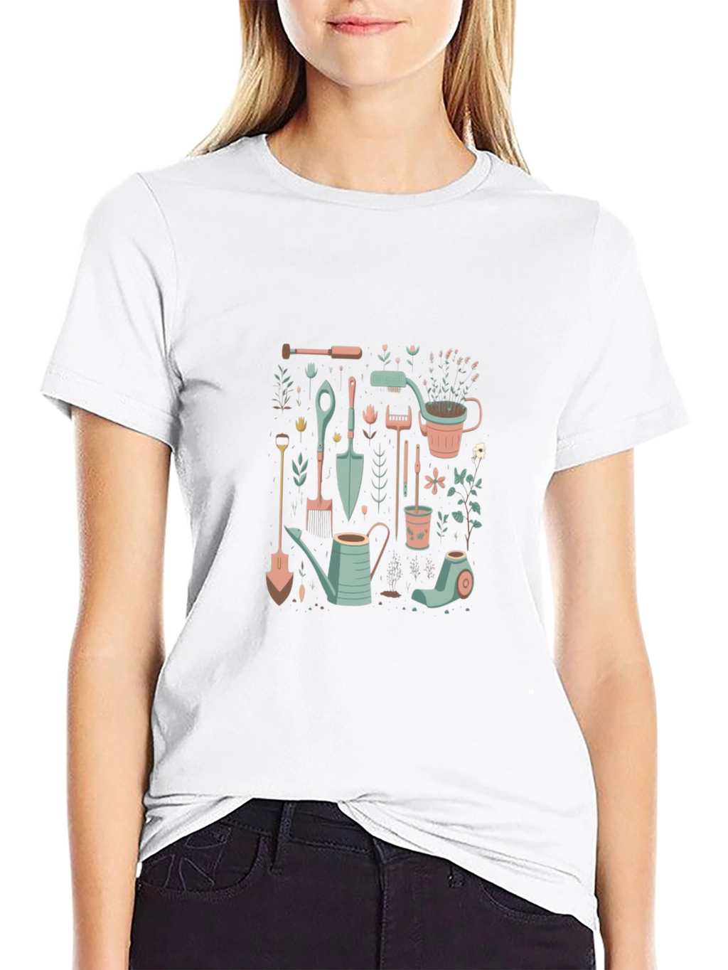 Gardening Tools Graphic Tee - Black Cotton T-Shirt