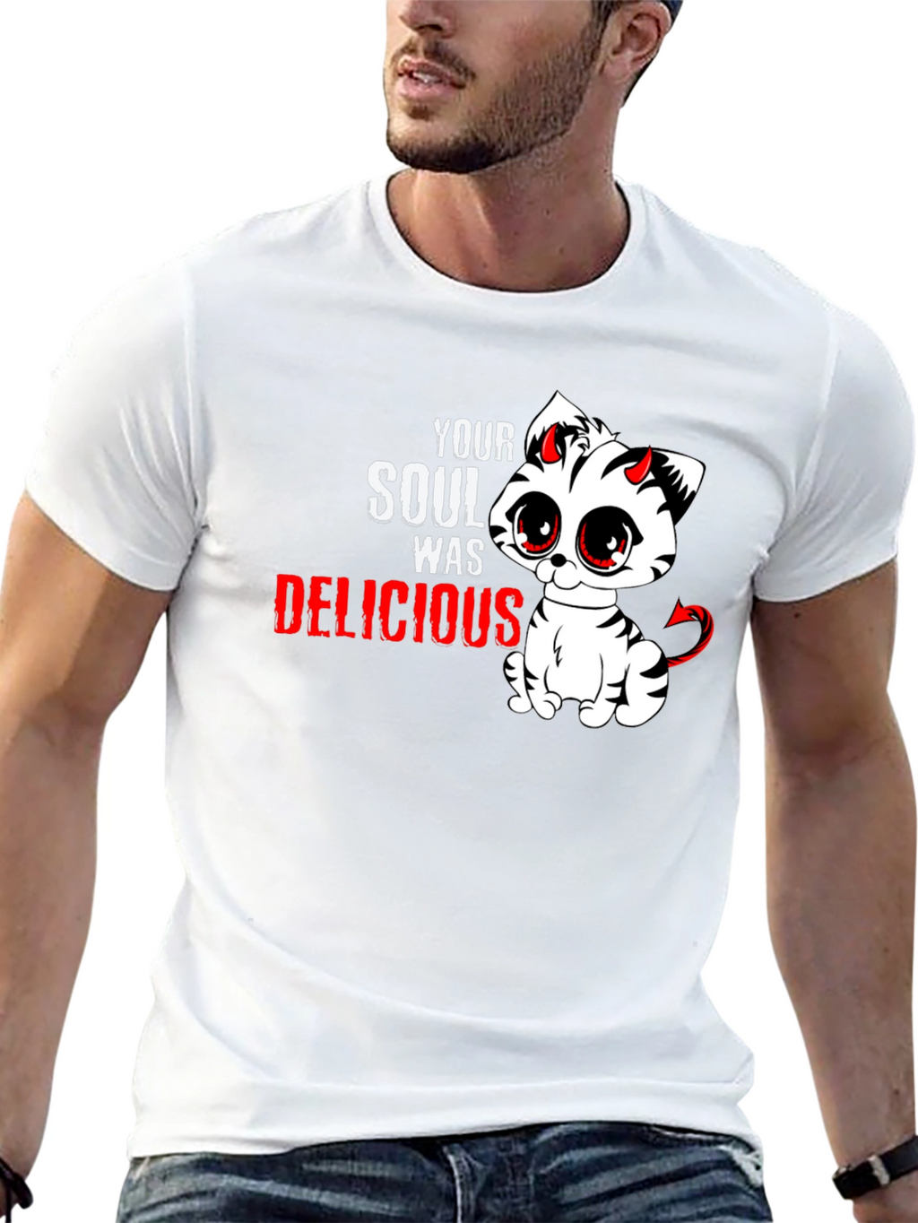 Cute Devil Kitten T-Shirt - Your Soul Was Delicious