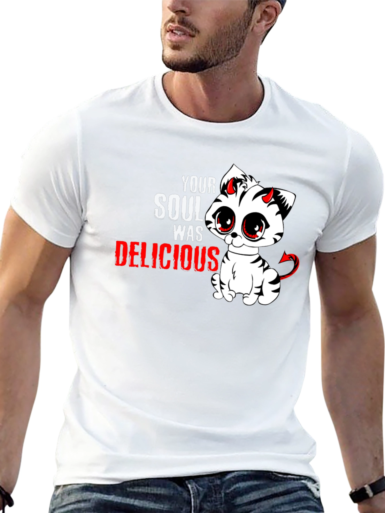 Cute Devil Kitten T-Shirt - Your Soul Was Delicious