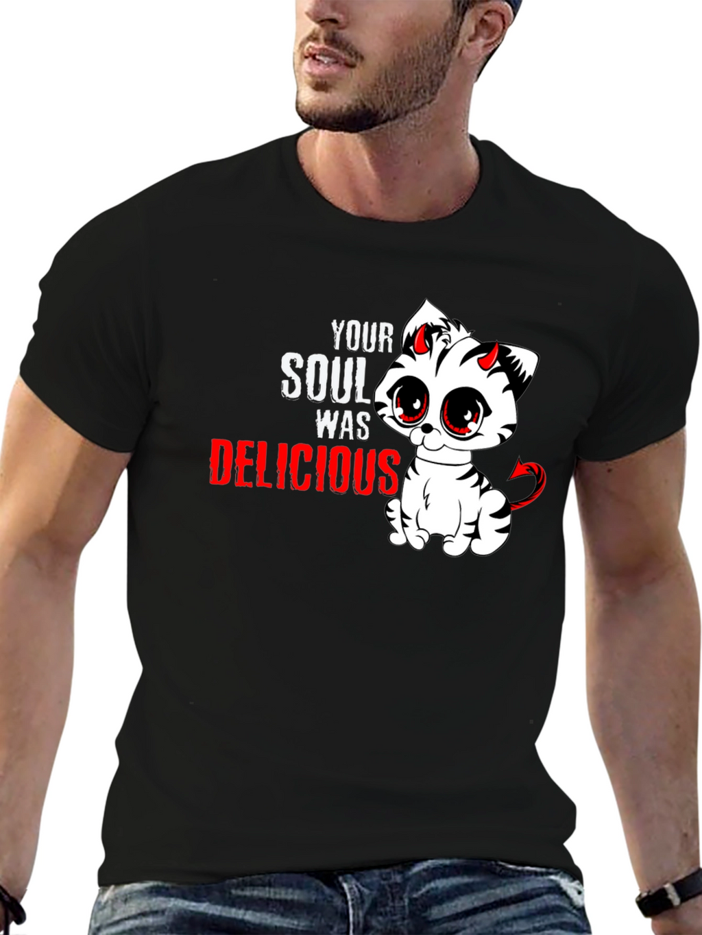 Cute Devil Kitten T-Shirt - Your Soul Was Delicious