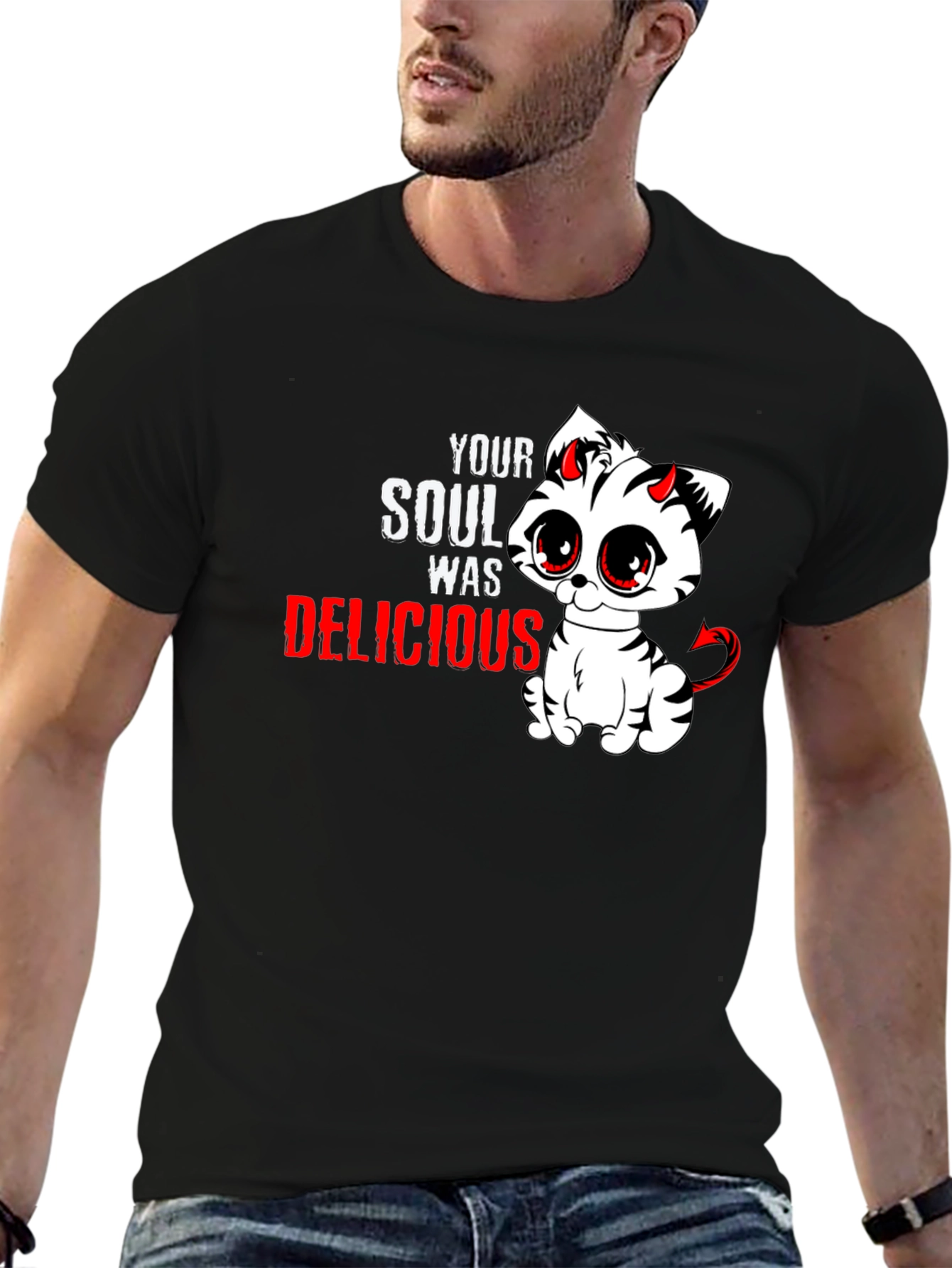 Cute Devil Kitten T-Shirt - Your Soul Was Delicious