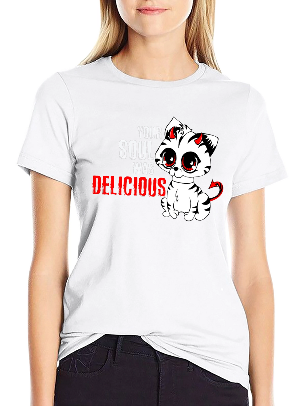 Cute Devil Kitten T-Shirt - Your Soul Was Delicious