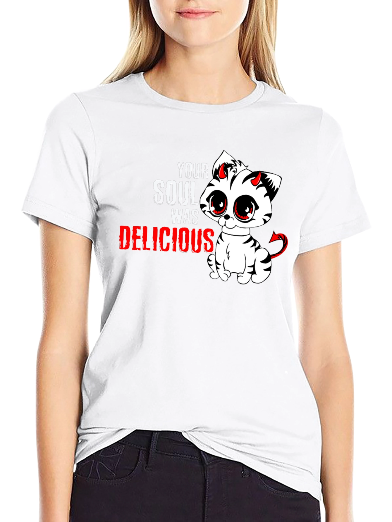 Cute Devil Kitten T-Shirt - Your Soul Was Delicious