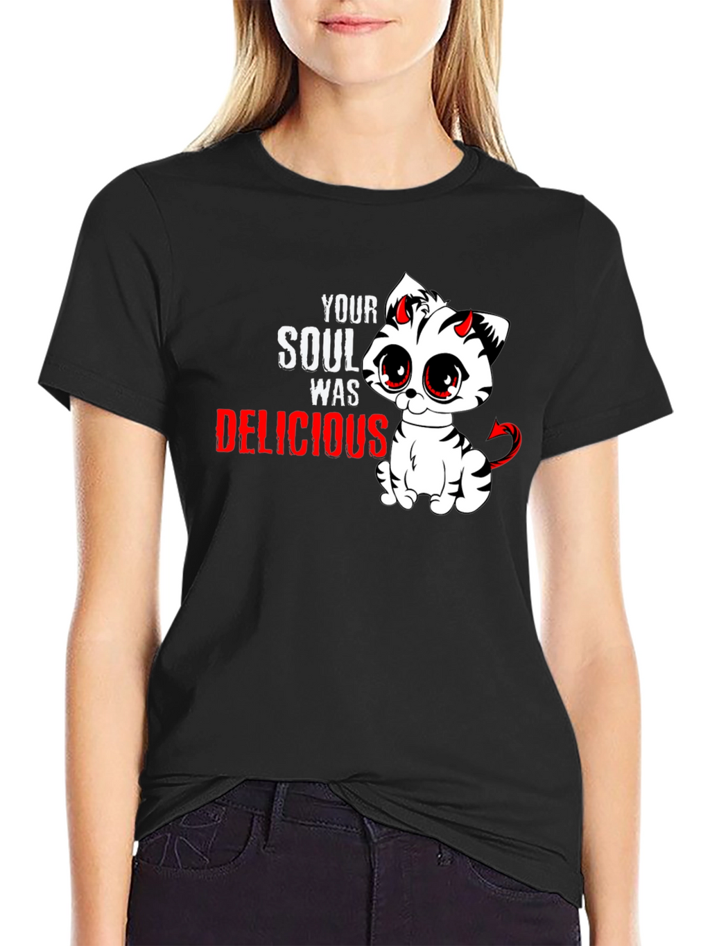 Cute Devil Kitten T-Shirt - Your Soul Was Delicious