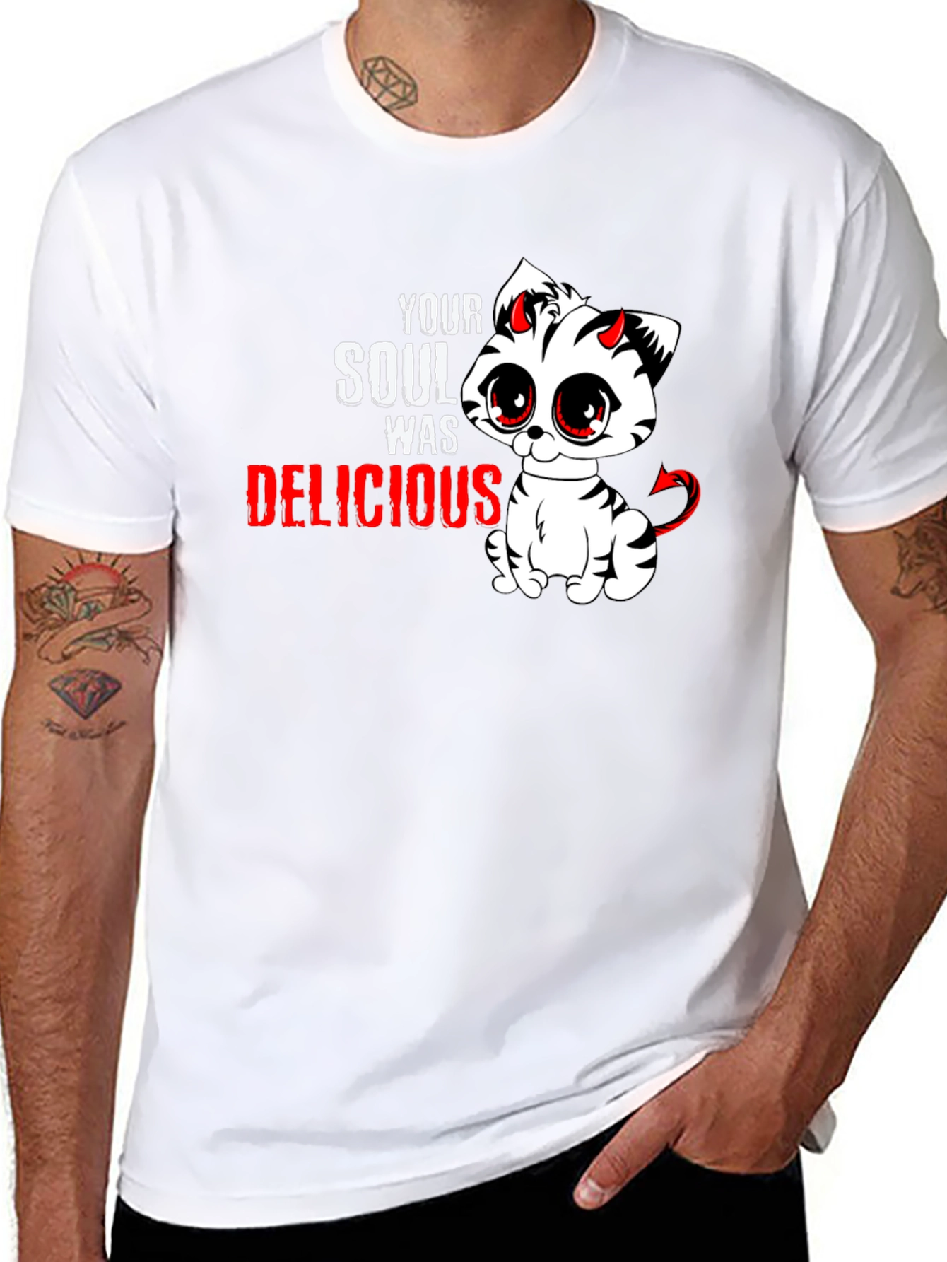 Cute Devil Kitten T-Shirt - Your Soul Was Delicious