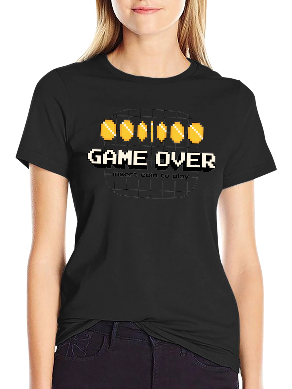 Game Over Insert Coin Black Graphic Tee