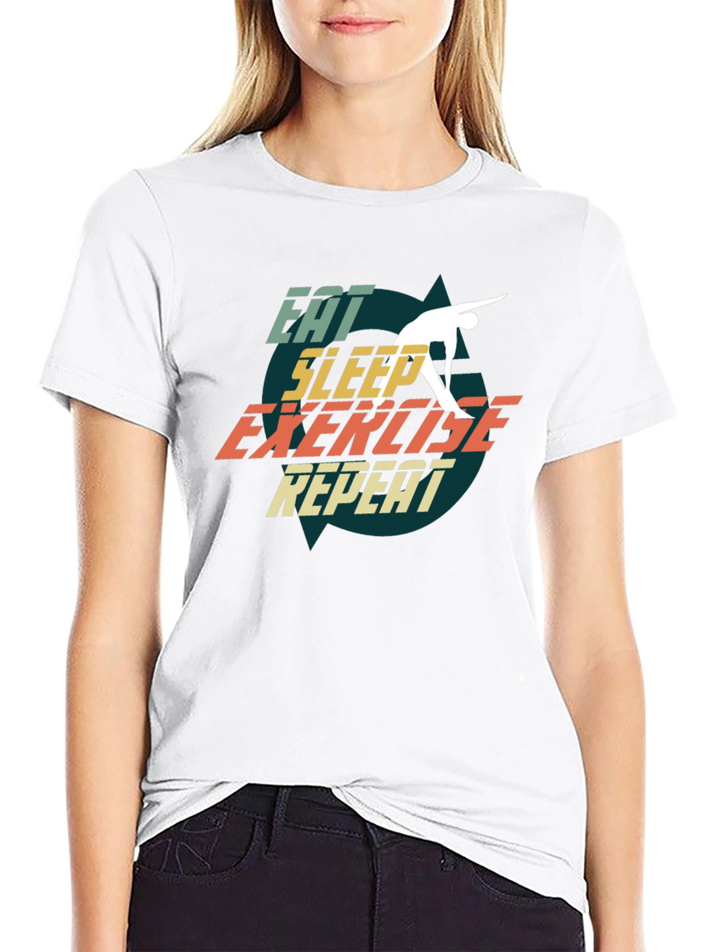 Eat Sleep Exercise Repeat Black T-Shirt