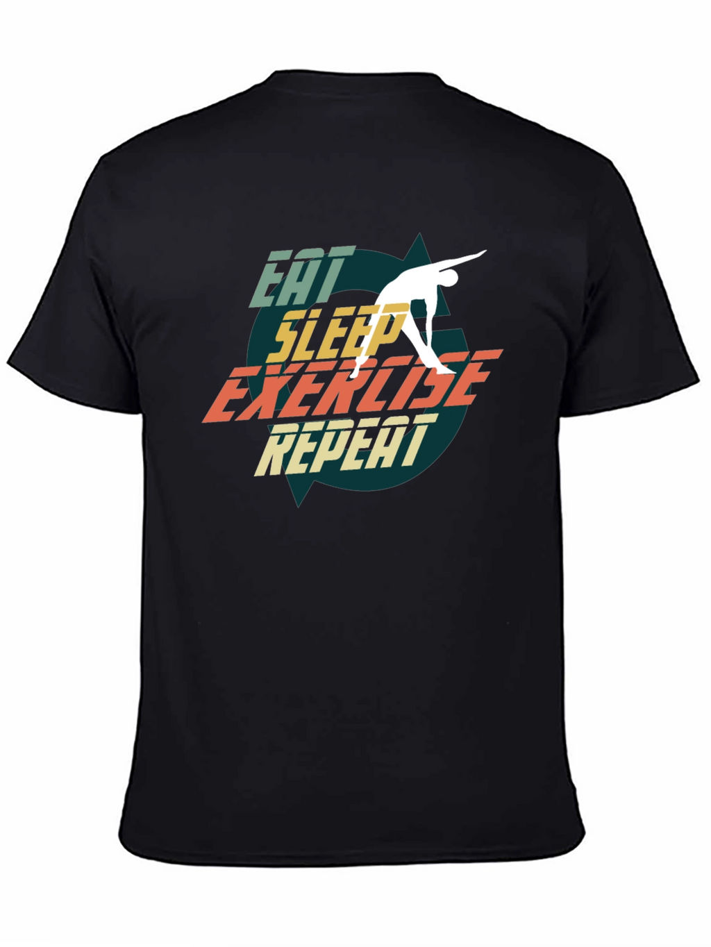 Eat Sleep Exercise Repeat Black T-Shirt