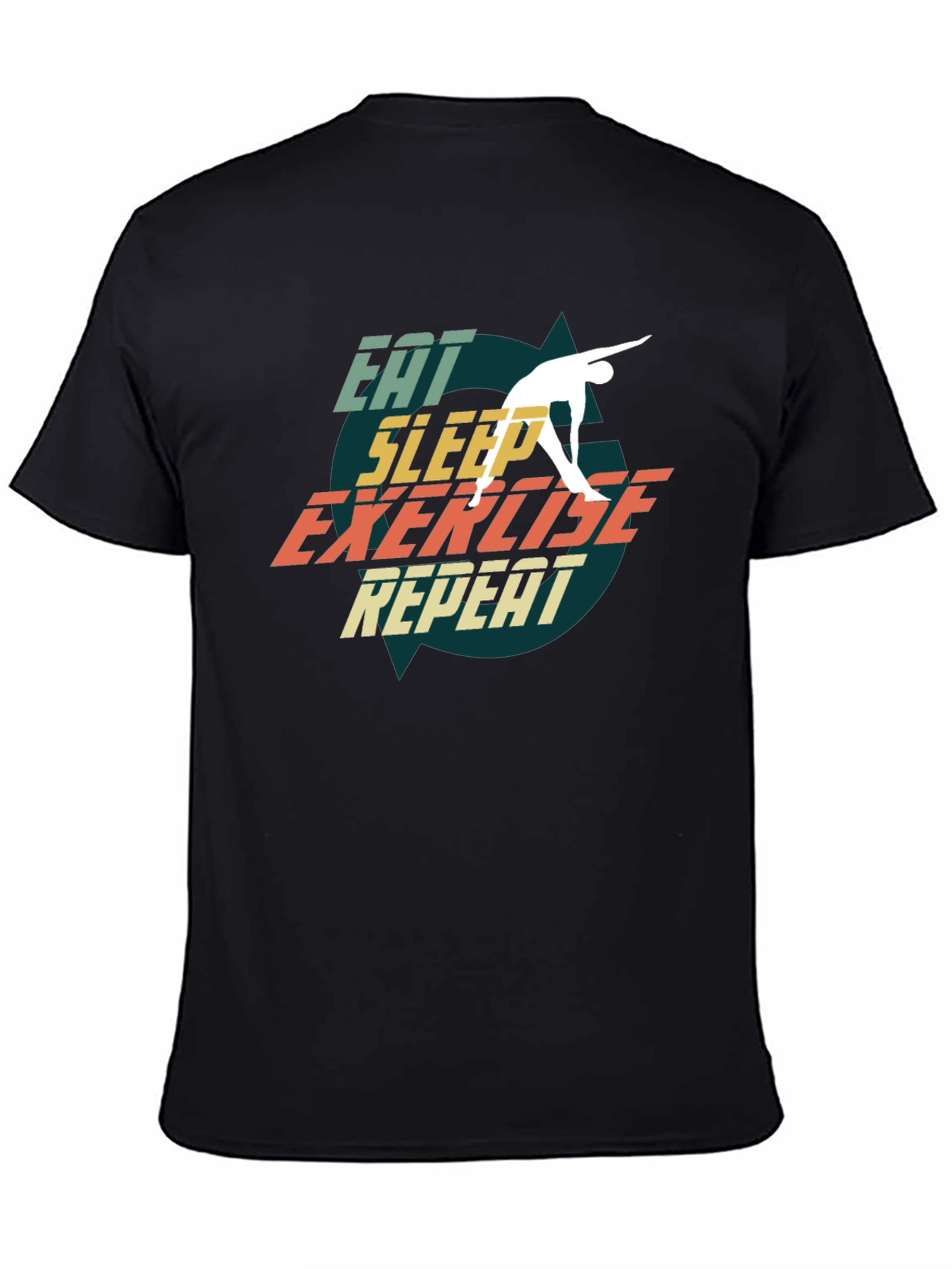 Eat Sleep Exercise Repeat Black T-Shirt