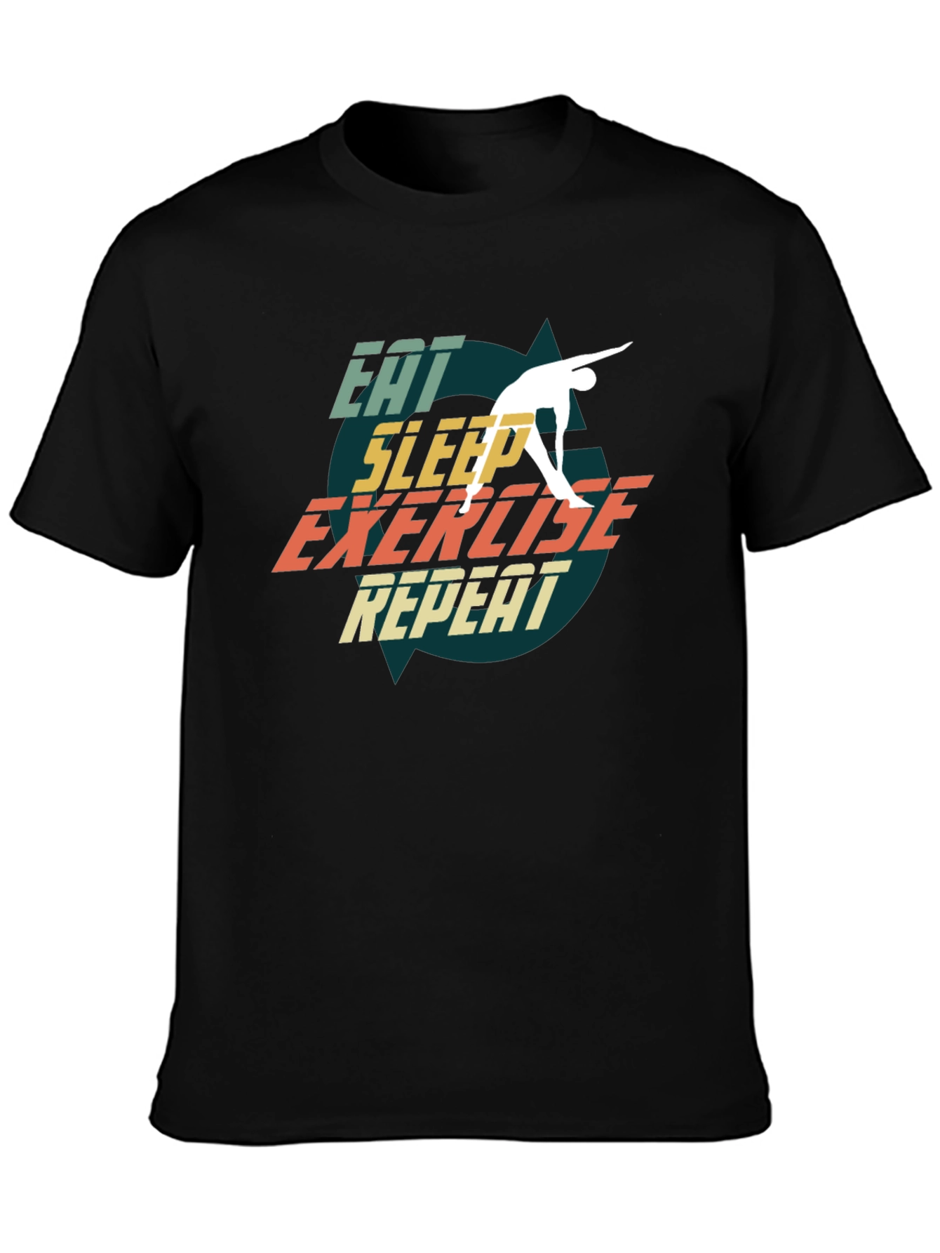Eat Sleep Exercise Repeat Black T-Shirt