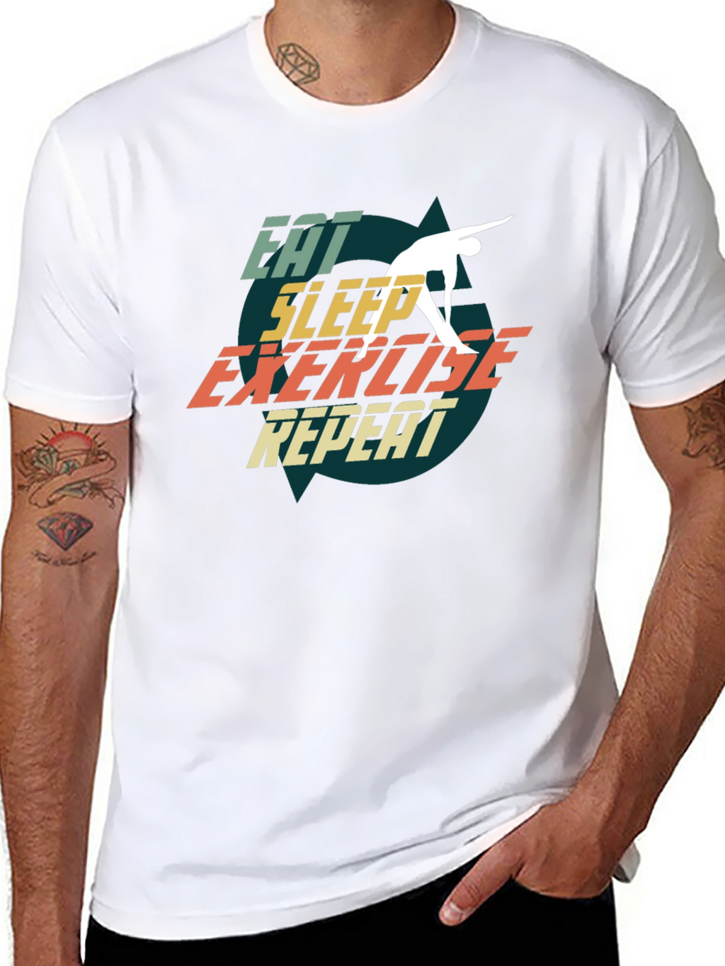 Eat Sleep Exercise Repeat Black T-Shirt