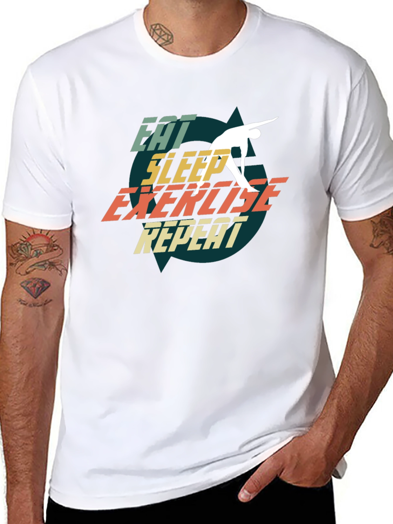 Eat Sleep Exercise Repeat Black T-Shirt