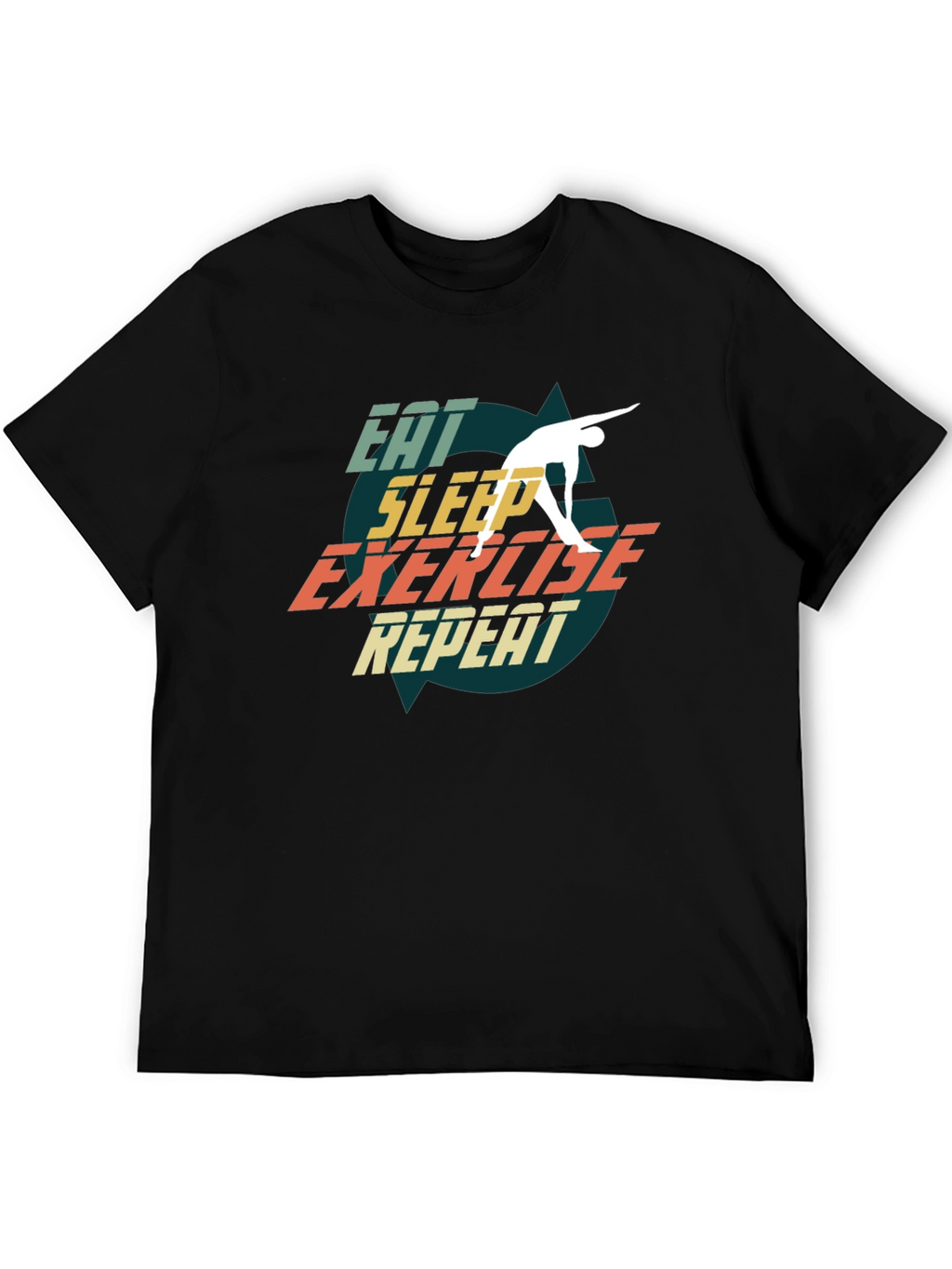 Eat Sleep Exercise Repeat Black T-Shirt