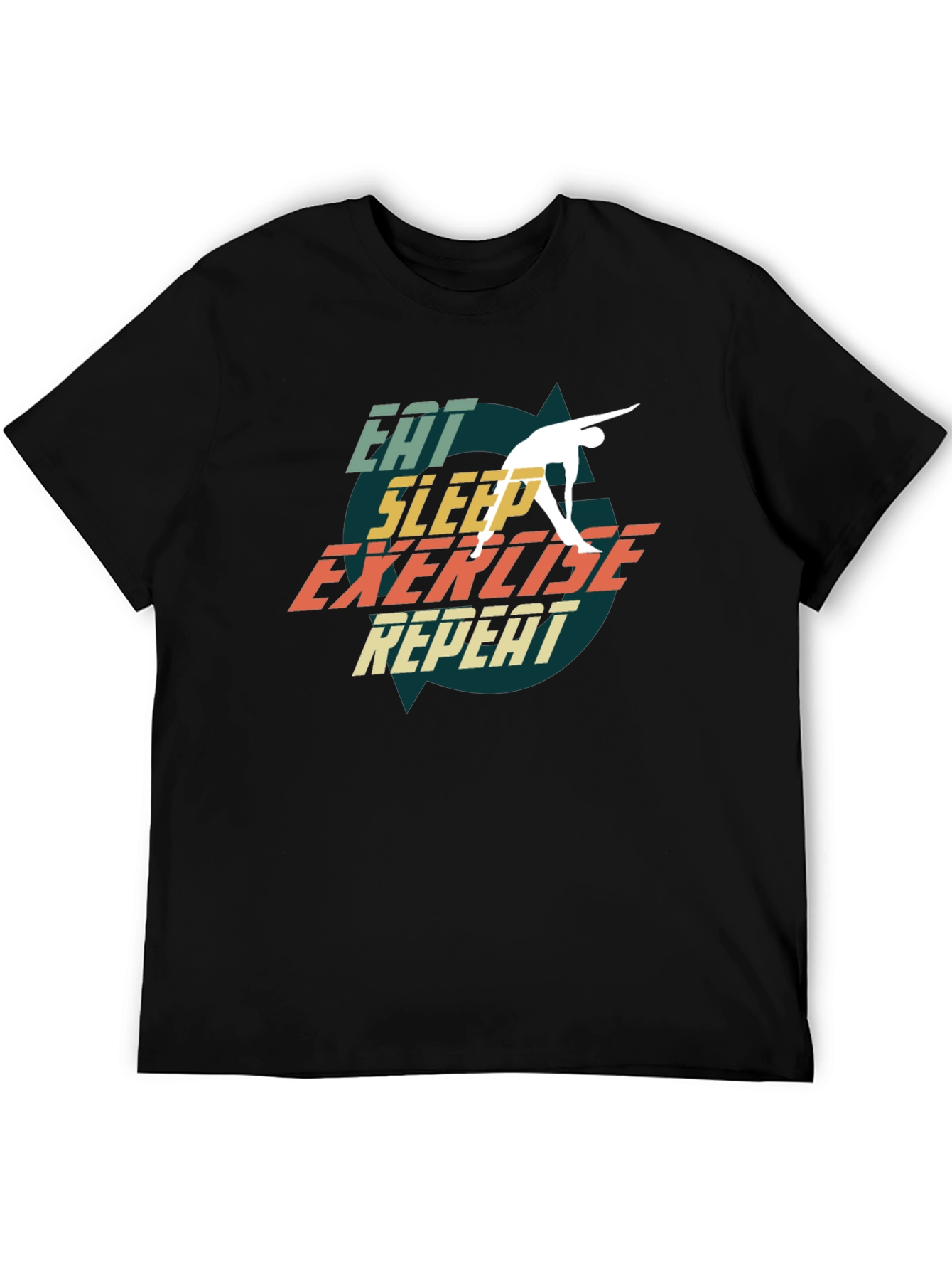 Eat Sleep Exercise Repeat Black T-Shirt