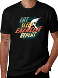 Eat Sleep Exercise Repeat Black T-Shirt