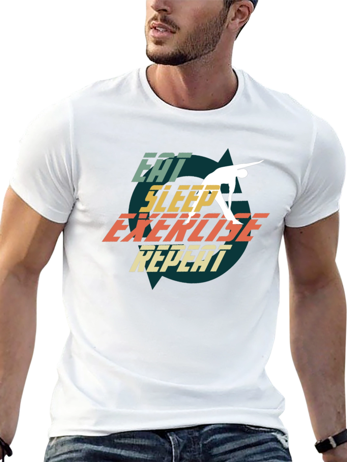 Eat Sleep Exercise Repeat Black T-Shirt